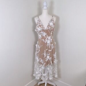 Dress the Population Women's Audrey‎ Spaghetti Strap Midi A-line Floral Dress LG